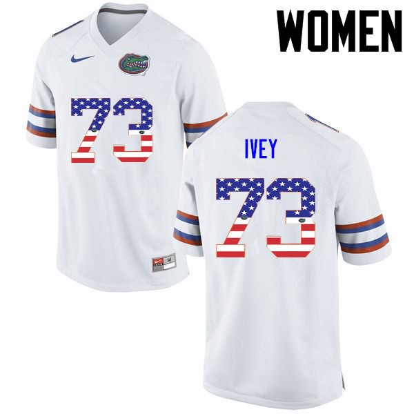 NCAA Florida Gators Martez Ivey Women's #73 USA Flag Fashion Nike White Stitched Authentic College Football Jersey EQO0464ON